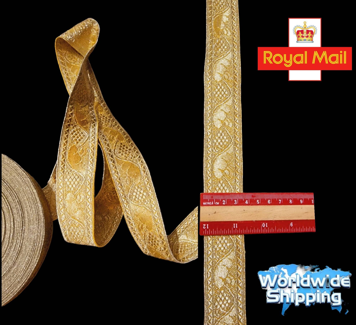Mylar Antique Colour Braid For Vestment Gold Trim For Antique Uniform Or Church Vestment' Fancy Costume Trim Gold Shiny Material.