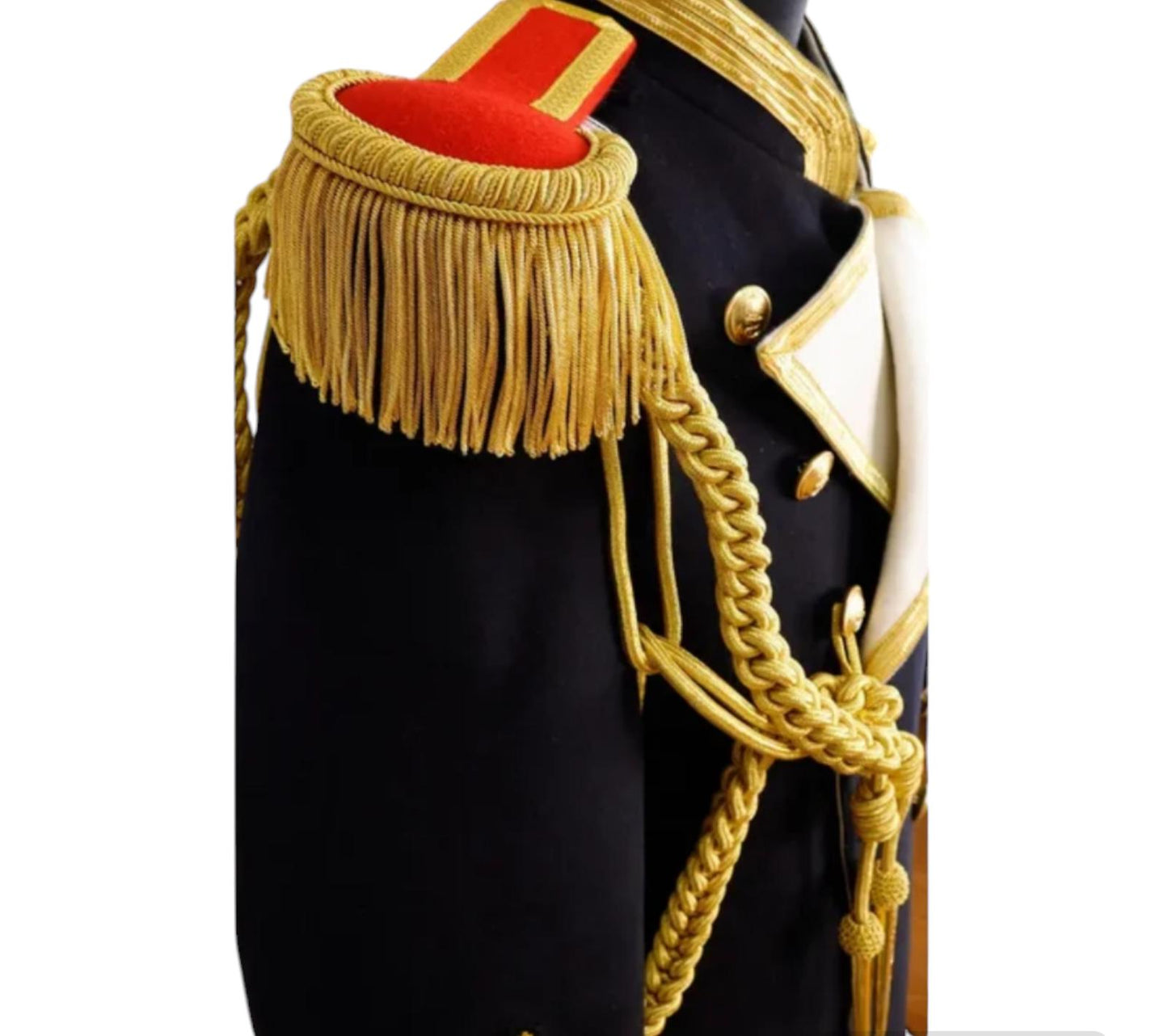 Reenactment For Military Shoulder Epaulettes Red Wool with Bullion fringe Shoulder.