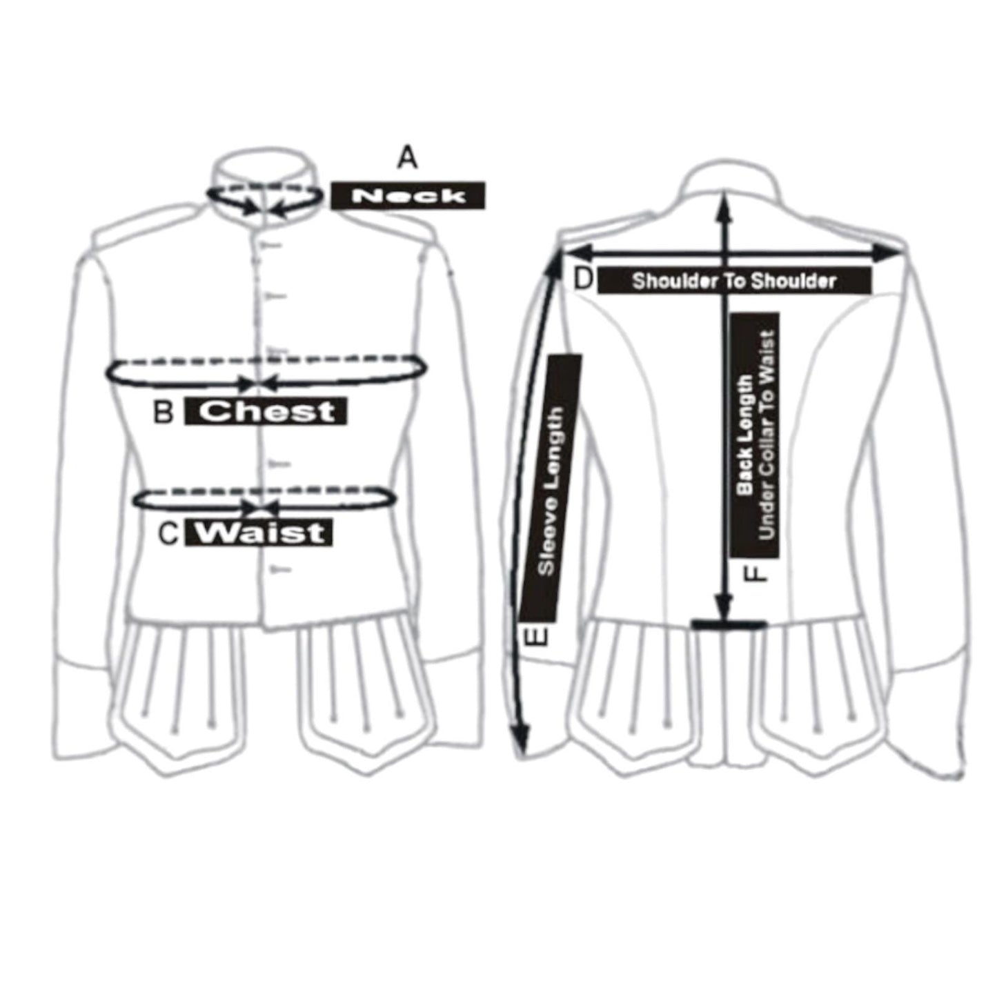 Black Doublet Fancy With Gold and silver Braid And White Piping -Made To Measure.