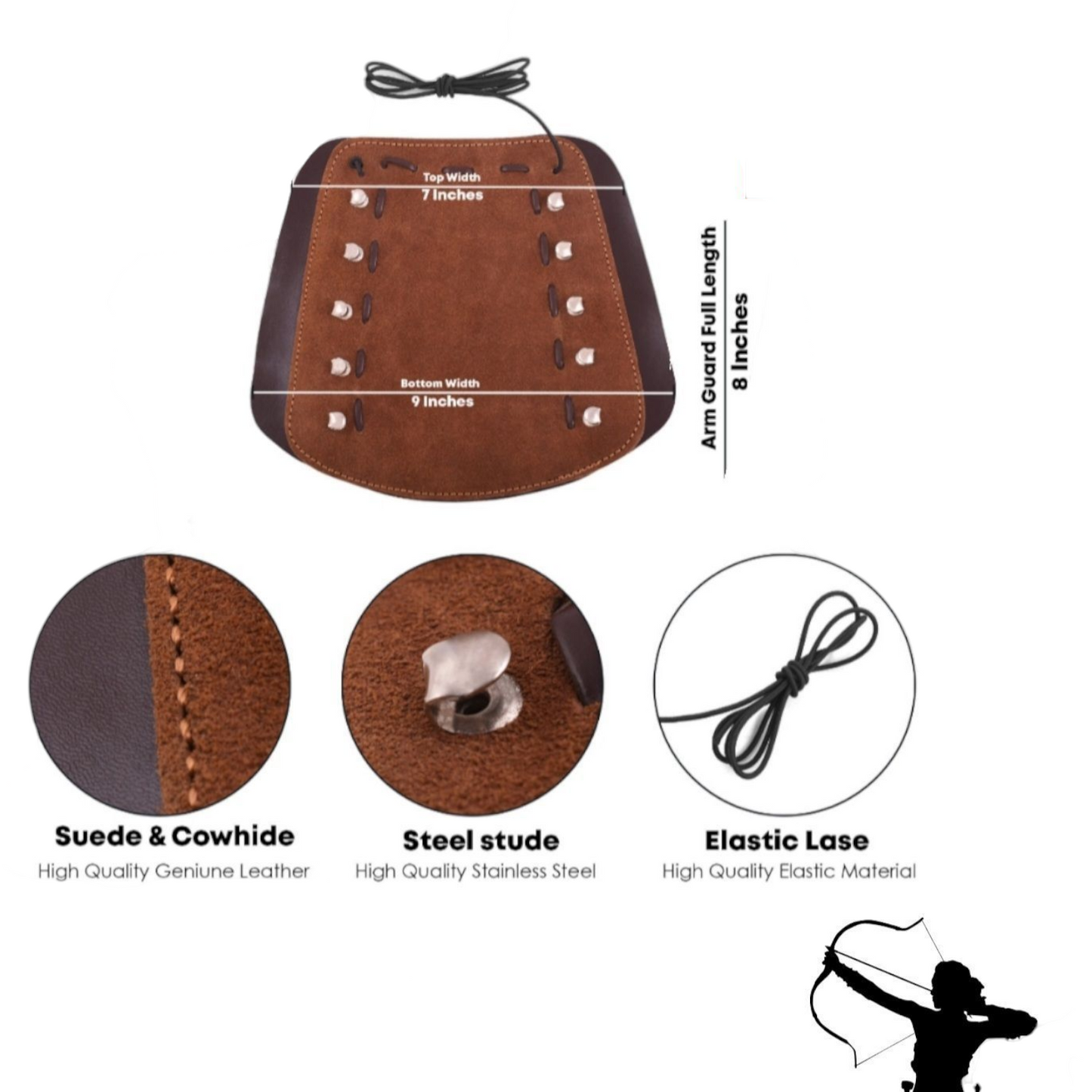 Traditional Ventilated Cow Hide Leather Archery Bow Arrow Arm Guards Wrist.