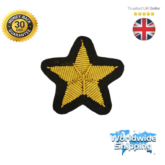 Badge 5 Point Star Bullion Embroidery On Black Blazer Badge.