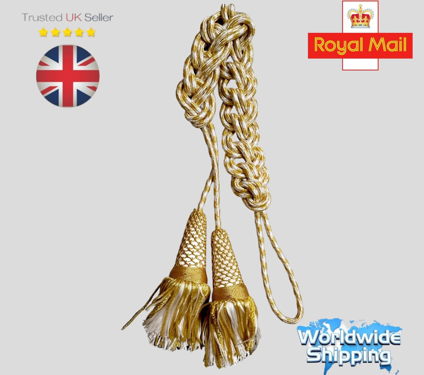 Italian liturgical cinctures Metal fringe with shiney material.