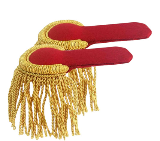 Reenactment For Military Shoulder Epaulettes Red Wool with Bullion fringe Shoulder.