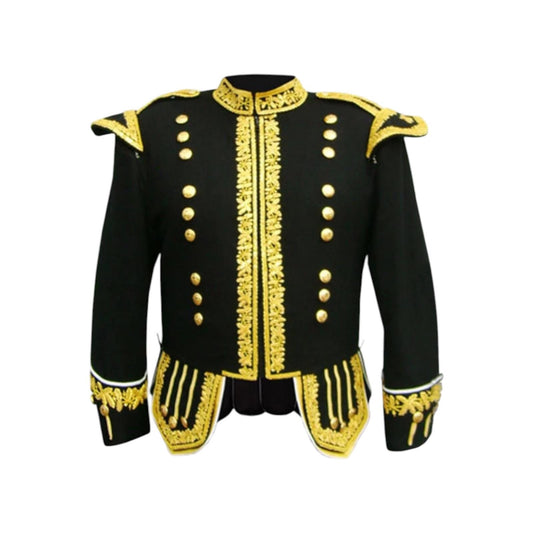Premium Pipe Band Doublet Jacket With Gold Color Embroidery-Made To Measure.