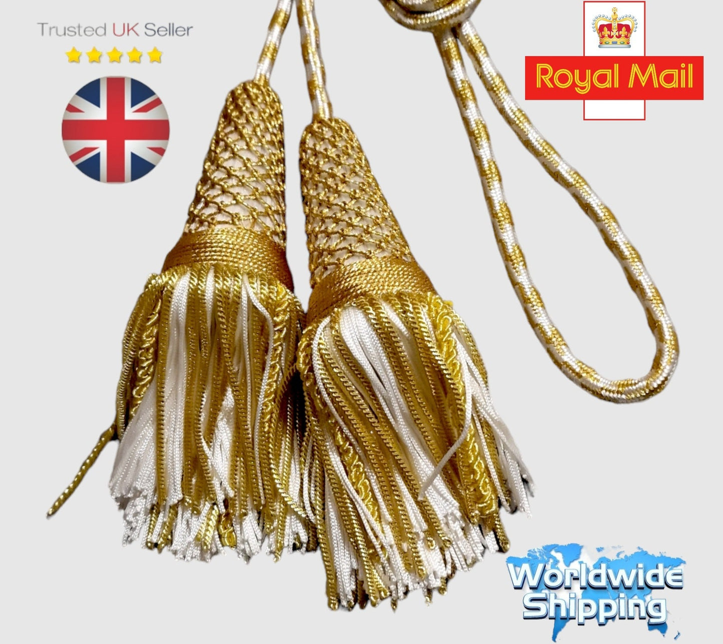 Italian liturgical cinctures Metal fringe with shiney material.