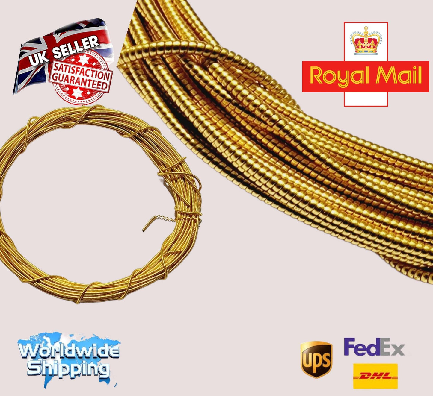 Pearl Purl Bullion wire "1 meter" Gold& Silver Pearl Purl" Gimp"Gijai wire for gold work embroidery and jewellery.