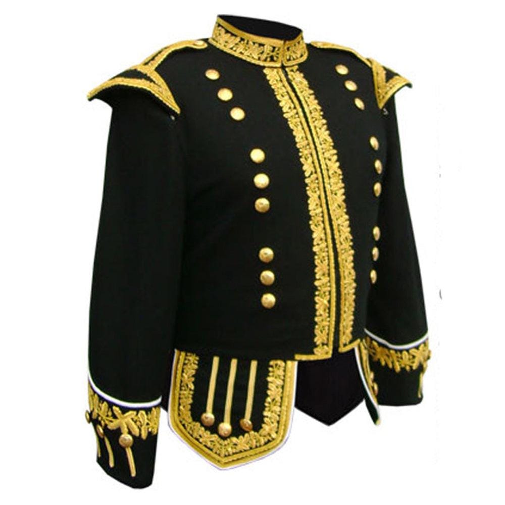 Premium Pipe Band Doublet Jacket With Gold Color Embroidery-Made To Measure.