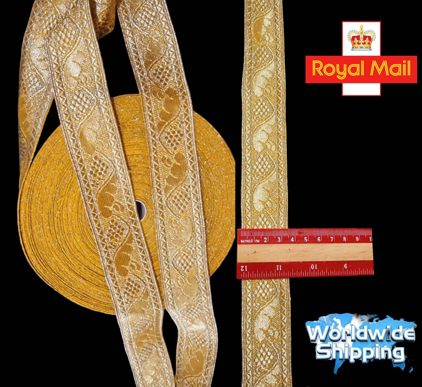 Mylar Antique Colour Braid For Vestment Gold Trim For Antique Uniform Or Church Vestment' Fancy Costume Trim Gold Shiny Material.