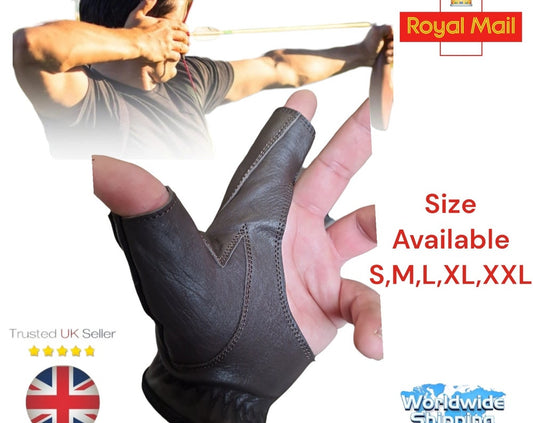 Archery Bow Leather 2 Finger shooting Gloves Long Bow Traditional sports A+ Quality Leather.